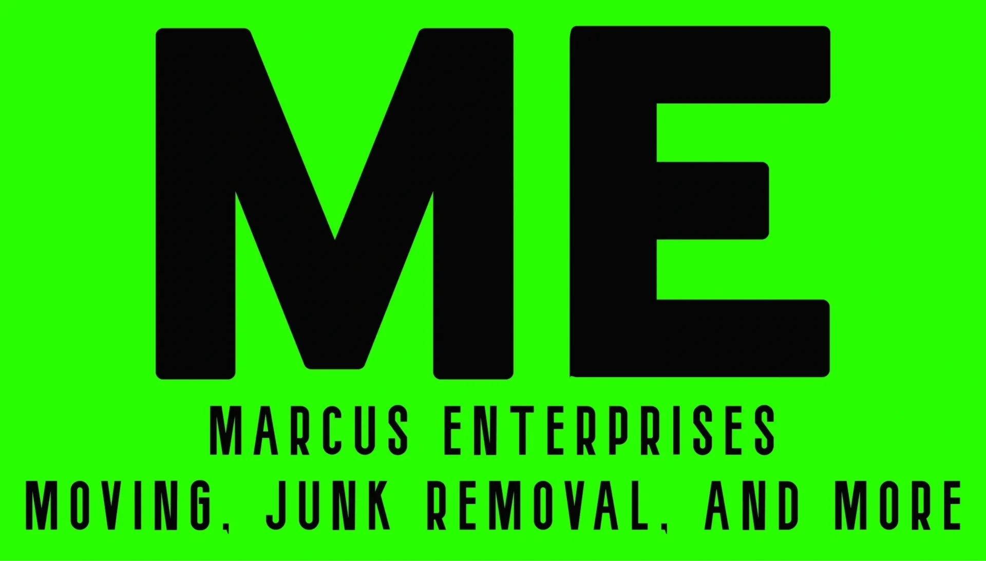 A green and black logo for marcus enterprises